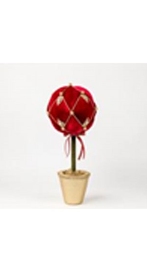  RED TABLE TOP BALL IN POT 22X22X68CM