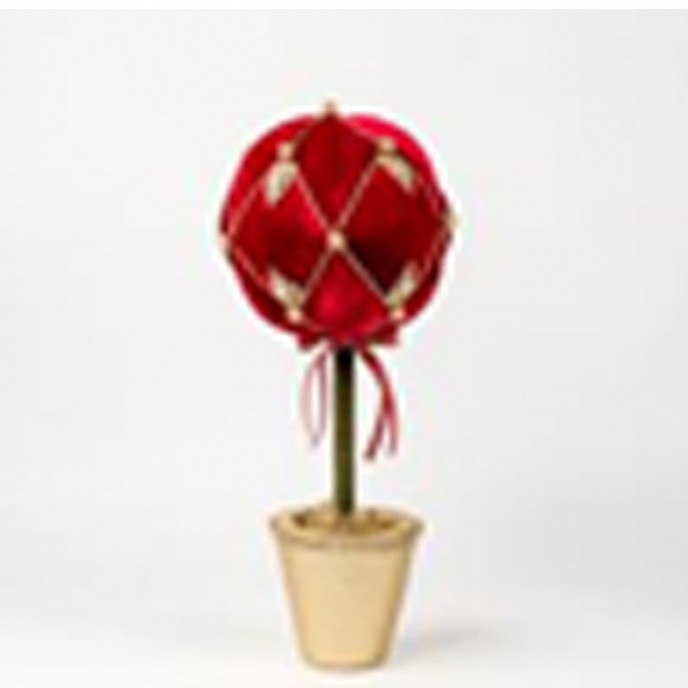  RED TABLE TOP BALL IN POT 22X22X68CM 