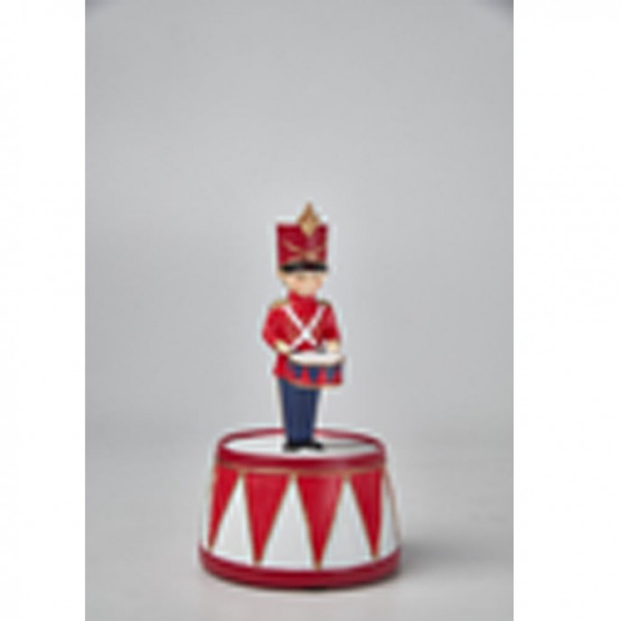  CHRISTMAS RED RESIN SOLDIER ΟΝ DRUM MUSIC BOX 9X9X16CM 