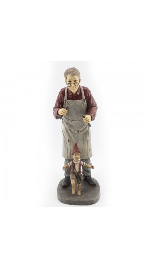  CHRISTMAS RESIN GEPPETTO WITH PINOCCHIO 15X13X36CM