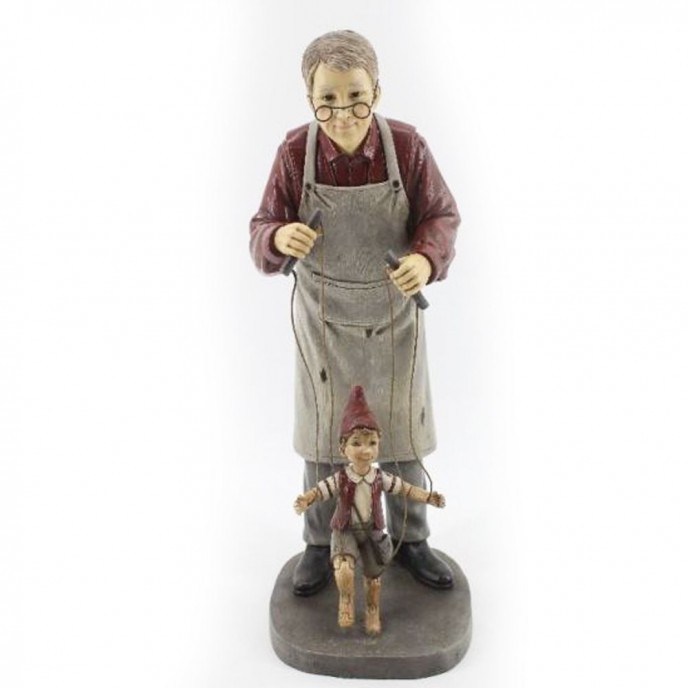  CHRISTMAS RESIN GEPPETTO WITH PINOCCHIO 15X13X36CM 