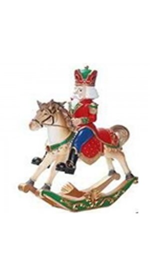  CHRISTMAS RESIN SOLDIER ON ROCKING HORSE 33Χ11Χ45CM
