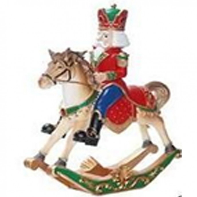  CHRISTMAS RESIN SOLDIER ON ROCKING HORSE 45CM 