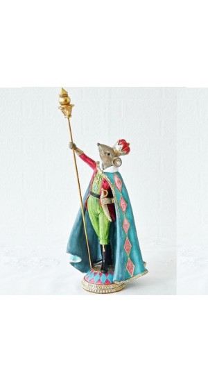  CHRISTMAS RESIN MOUSE KING WITH SCEPTRE 14Χ12Χ34CM