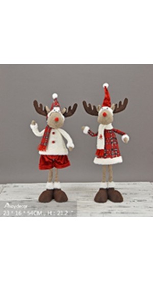  SET 2 RED TEXTILE COUPLE OF DEERS 20X60CM