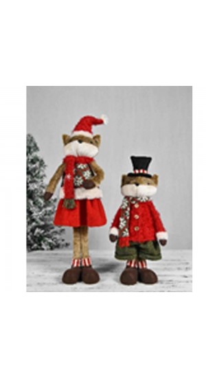  SET 2 RED TEXTILE COUPLE OF FOXES 40-50CM