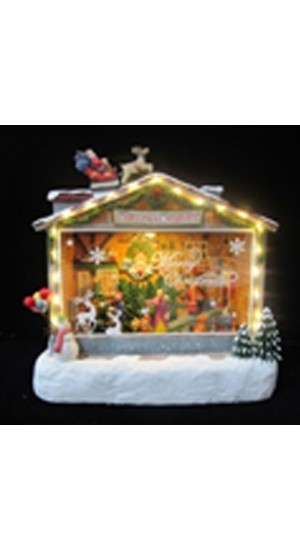  CHRISTMAS MARKET SHOP ANIMATED WITH LIGHTS AND MUSIC 27X15X27CM