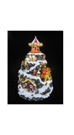  CHRISTMAS VILLAGE ANIMATED WITH LIGHTS MUSIC AND A ROTATING CAROUSEL 35X35X51CM