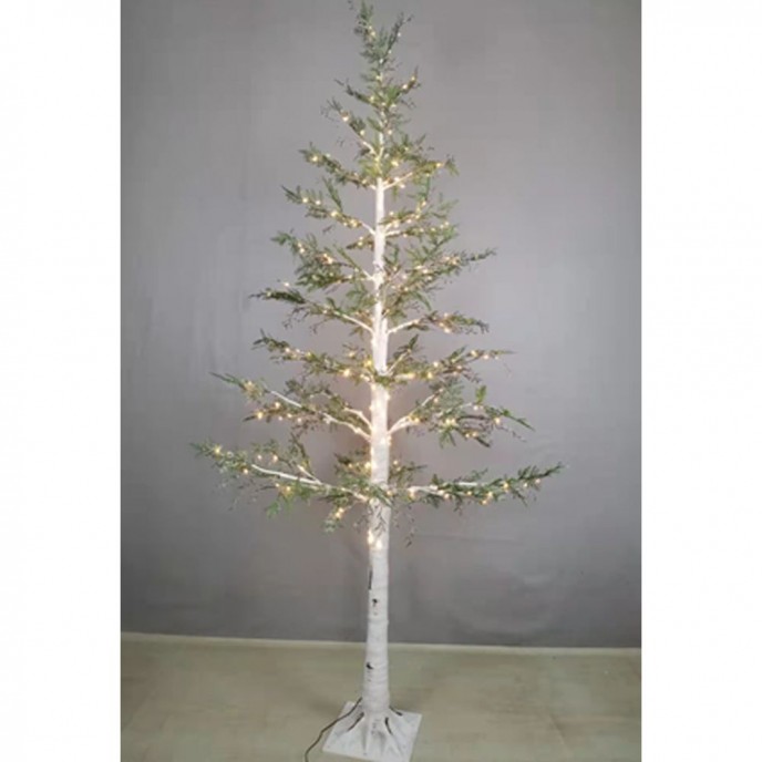  XMAS WHITE  ILLUMINATED TREE WITH GREEN BRANCHES AND 240 LED  1.20CM 