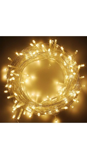  100LED STRING LIGHTS CLEAR WARM WHITE 5M 8FUNCTIONS OUTDOOR