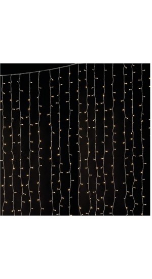  440LED ICICLE CURTAIN LIGHTS CLEAR WARM WHITE 2X2.20M CONNECTABLE STEADY OUTDOOR