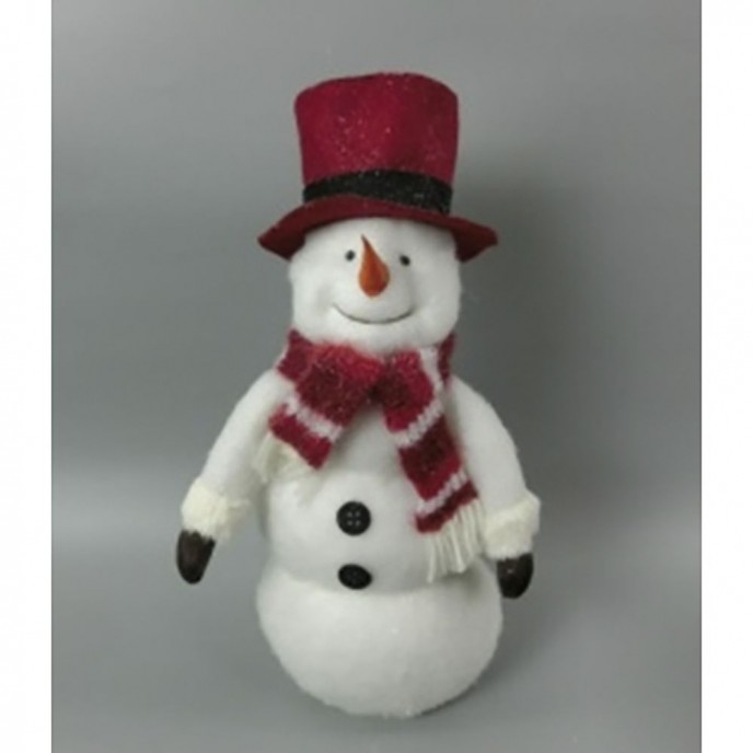  WHITE SNOWMAN WITH RED HAT AND SCARF 25Χ15Χ50CM 