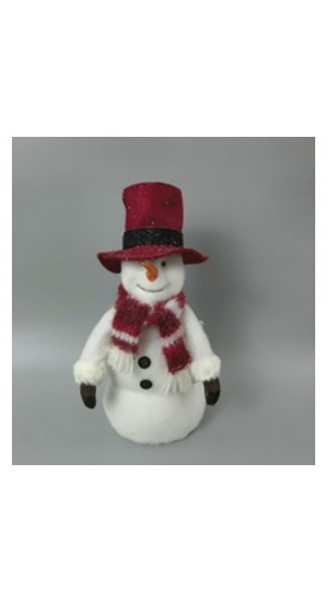  WHITE SNOWMAN WITH RED HAT AND SCARF 20Χ12Χ39CM
