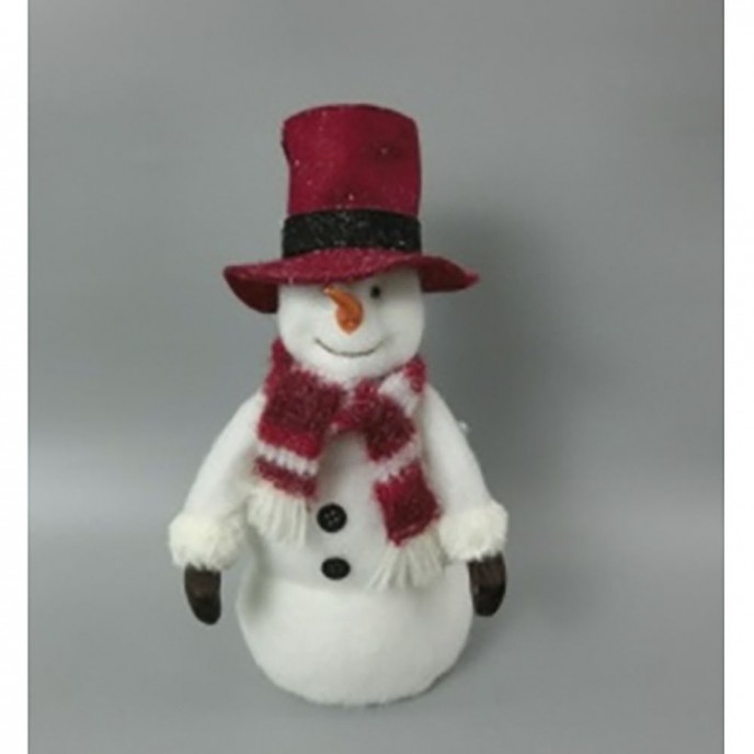  WHITE SNOWMAN WITH RED HAT AND SCARF 20Χ12Χ39CM 