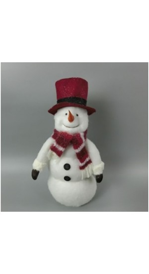  WHITE SNOWMAN WITH RED HAT AND SCARF 40Χ30Χ105CM