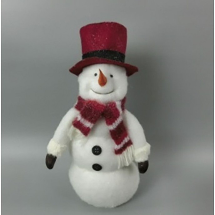  WHITE SNOWMAN WITH RED HAT AND SCARF 40Χ16Χ110CM 