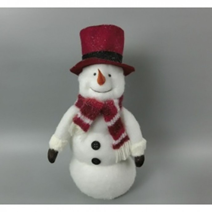  WHITE SNOWMAN WITH RED HAT AND SCARF 30Χ13Χ90CM 