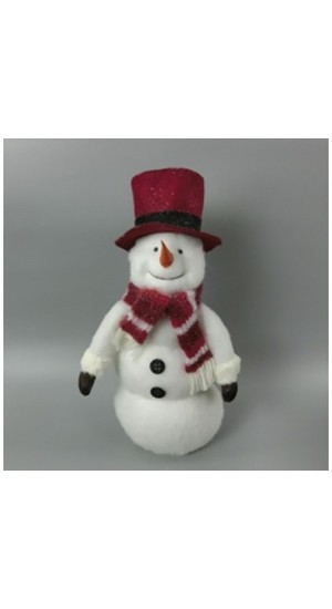  WHITE SNOWMAN WITH RED HAT AND SCARF 33Χ21Χ70CM