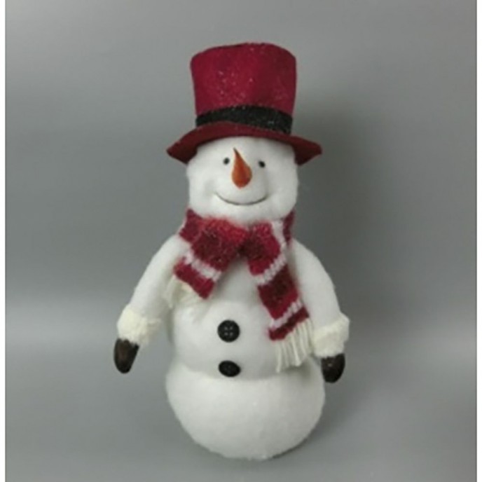  WHITE SNOWMAN WITH RED HAT AND SCARF 21.5Χ12Χ70CM 