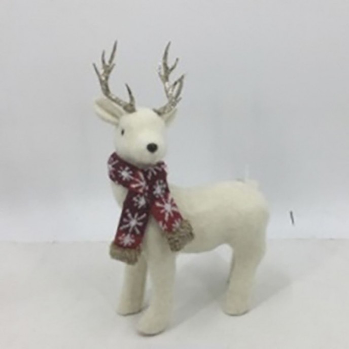  WHITE DEER WITH RED SCARF WITH SNOWFLAKES 20Χ14Χ35CM 