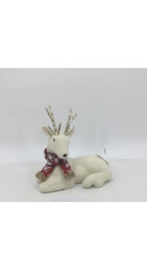  WHITE DEER WITH RED SCARF WITH SNOWFLAKES 27Χ14Χ25CM