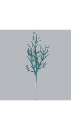  TURQUOISE GLITTER BRANCH CORAL STEM 68CM