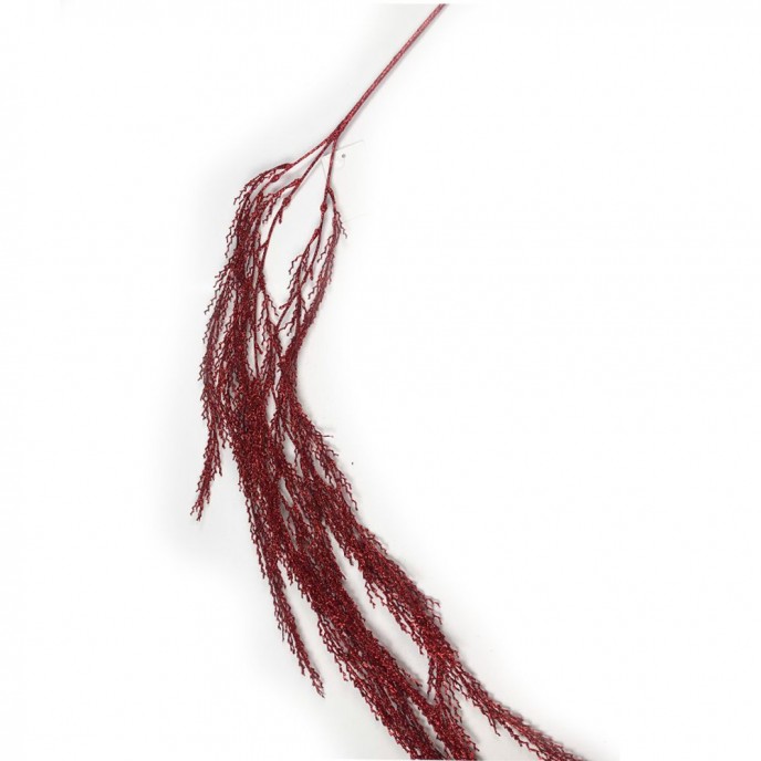  RED GLITTER WEEPING WILLOW BRANCH 127CM 