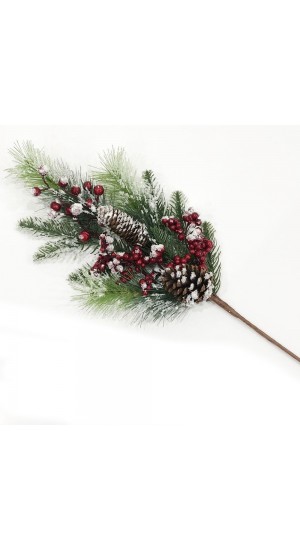  FROSTED RED BERRIES BRANCH 63CM