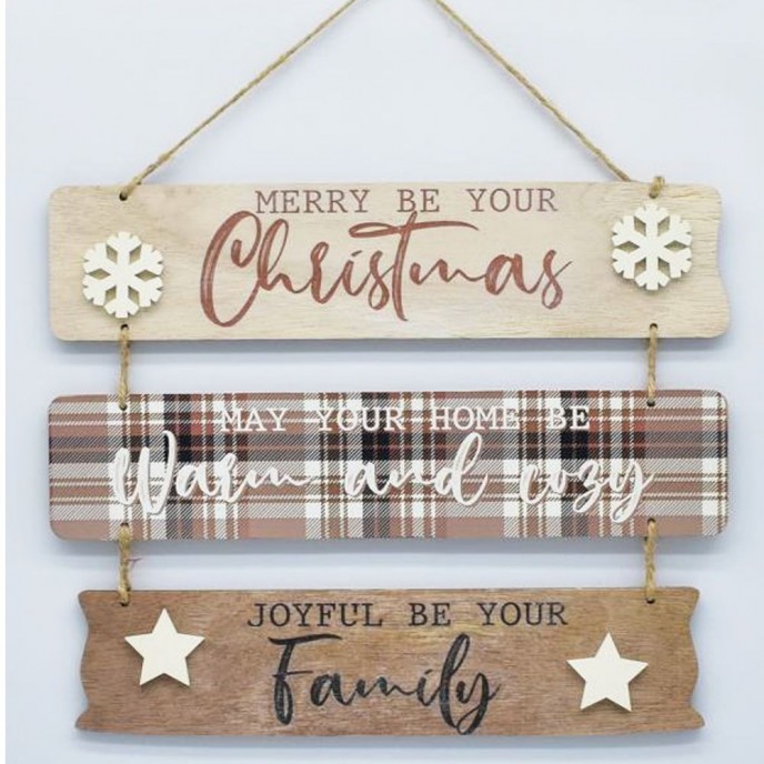  NATURAL WOODEN HANGING SIGN 25X34CM 