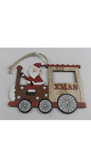  CHRISTMAS WOODEN RED TRAIN ORNAMENT 20X15CM