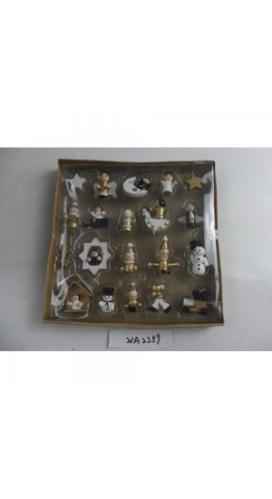  CHRISTMAS GOLD WOODEN ORNAMENTS SET 20 IN PAPER BOX 18Χ18CM