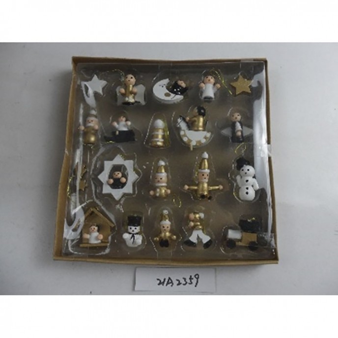  GOLD WOODEN ORNAMENTS SET 20 IN PAPER BOX 18Χ18CM 
