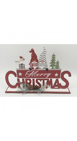  XMAS RED WOOD MERRY CHRISTMAS TABLETOP SIGN 28X5X17CM
