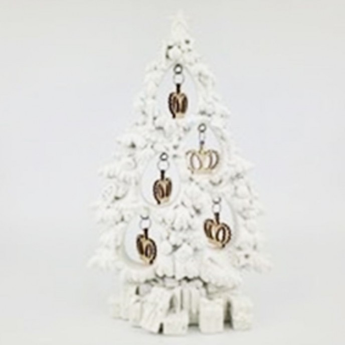  XMAS WHITE POLYRESIN CHRISTMAS TREE 14X4X22.5CM 