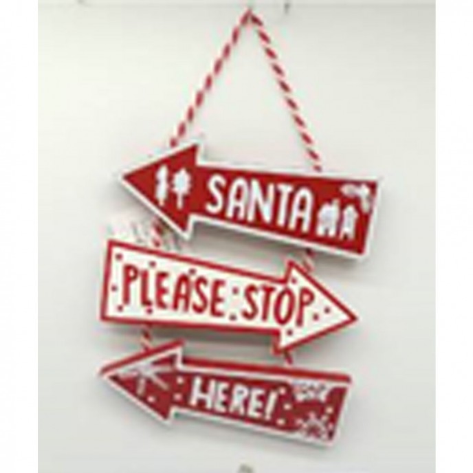  XMAS RED WOODEN HANGING SIGN 13.5X20CM 
