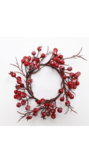  RED BERRY SMALL WREATH 20CM