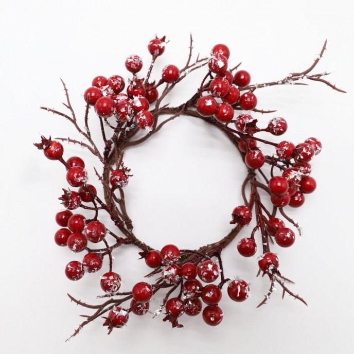  RED BERRY SMALL WREATH 20CM 