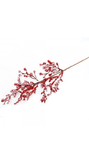  FROSTED RED BERRY SPRAY 50CM