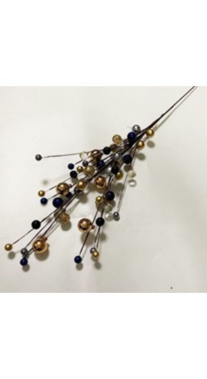  BLUE AND GOLD PEARL BERRY SPRAY 75CM