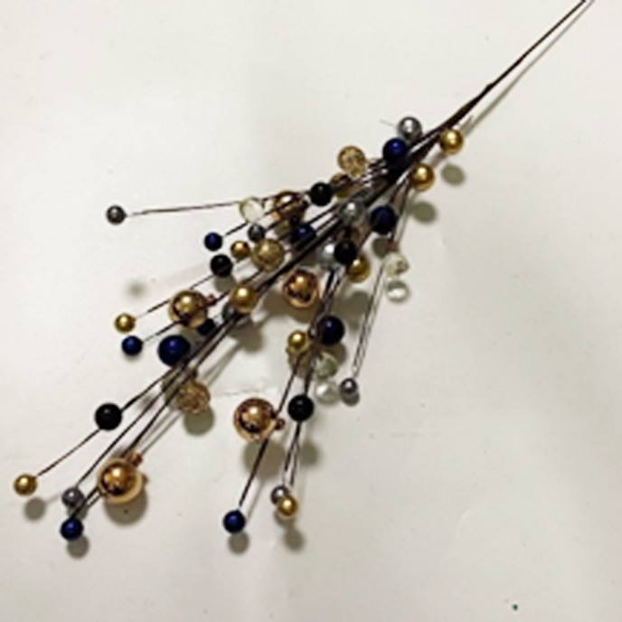  BLUE AND GOLD PEARL BERRY SPRAY 75CM 