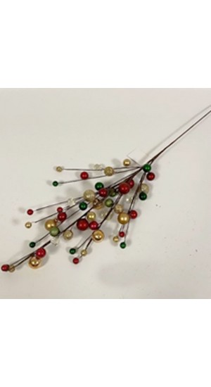  RED GREEN AND GOLD PEARL BERRY SPRAY 75CM