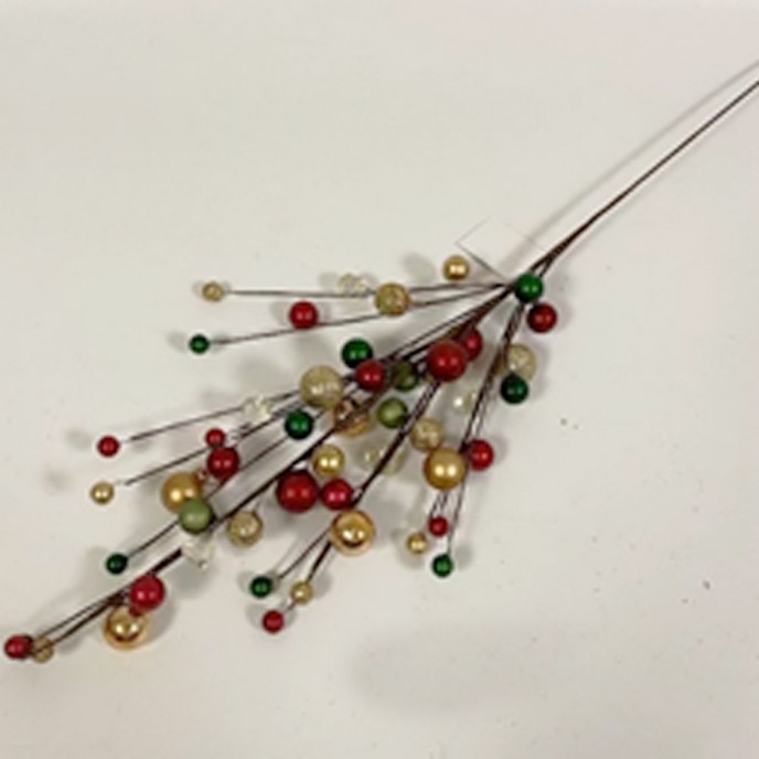  RED GREEN AND GOLD PEARL BERRY SPRAY 75CM 