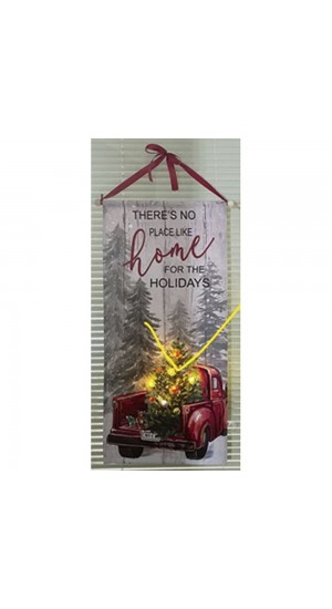  CHRISTMAS FABRIC WALL BANNER WITH LED LIGHTS TRUCK 36Χ77CM