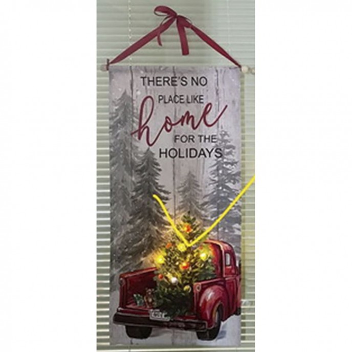  CHRISTMAS FABRIC WALL BANNER WITH LED LIGHTS TRUCK 36Χ77CM 