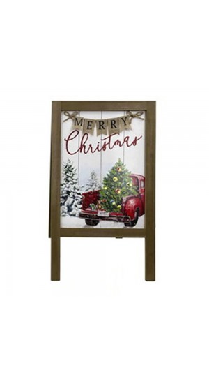  CHRISTMAS WOOD SIGN WITH LED LIGHTS TRUCK 29.5X2.7X5CM