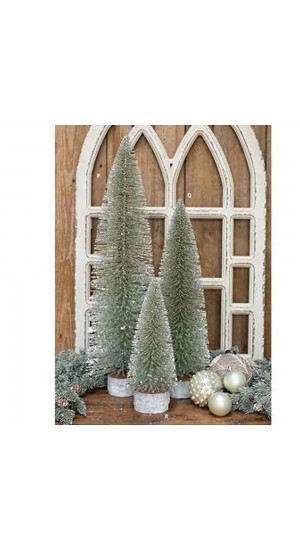  XMAS CHAMPAGNE GLITTER TREE WITH WOOD BASE 15X40CM