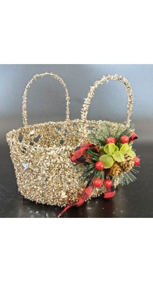  XMAS CHAMPAGNE BASKET WITH BERRIES 22X17X19CM