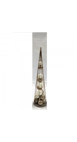  XMAS CHAMPAGNE CONE TREE WITH CHAMPAGNE AND WHITE BALLS 12X50CM