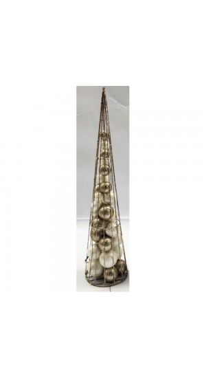  XMAS CHAMPAGNE CONE TREE WITH CHAMPAGNE AND WHITE BALLS 14X60CM