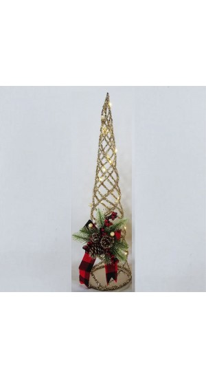  XMAS GOLD CONE WITH LIGHT 16X60CM 20LED